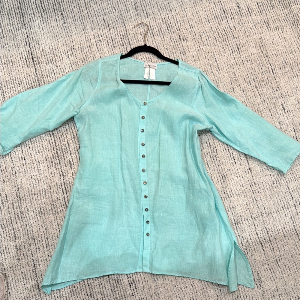 Soft Surroundings Light Blue Button-up Tunic